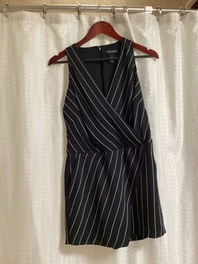 White House Black Market Black Dress with White Pinstripes